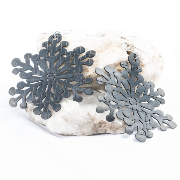 Capiz Seashell and Snowflake Silver Art Clay Earrings – Lucid